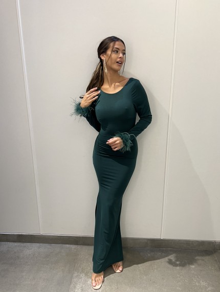 Vestido Carla Plumas Verde