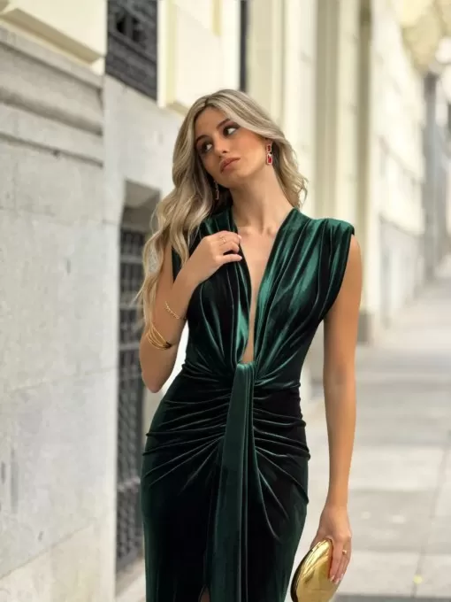 Vestido Velar Terciopelo Verde