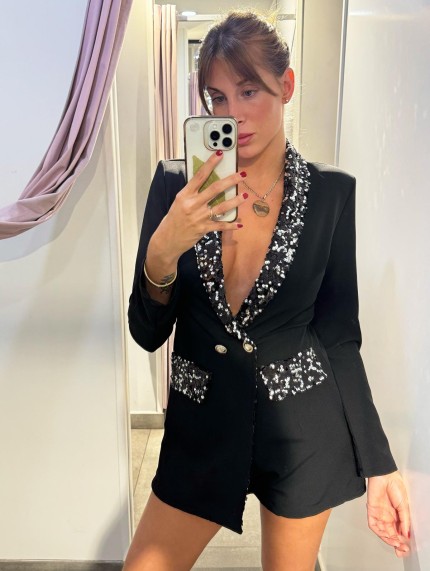 Mono Blazer Glitter Negro