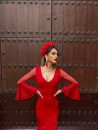 Vestido Flamenca Mangas Encaje Rojo