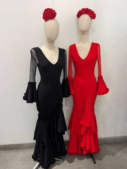 Vestido Flamenca Mangas Encaje Negro
