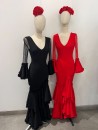Vestido Flamenca Mangas Encaje Negro