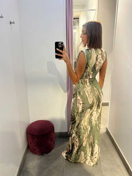 Vestido Velar Estampado Verde