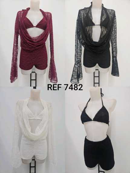 Conjunto Tres Piezas Encaje