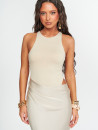Vestido Satén Beige