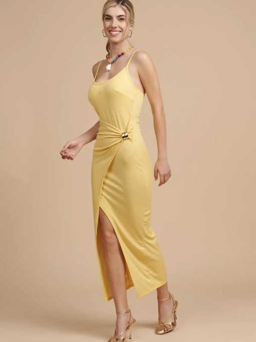 Vestido Detalle Canalé Largo