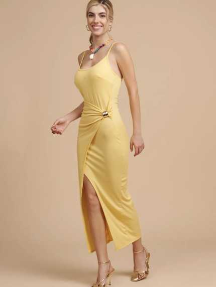 Vestido Detalle Canalé Largo