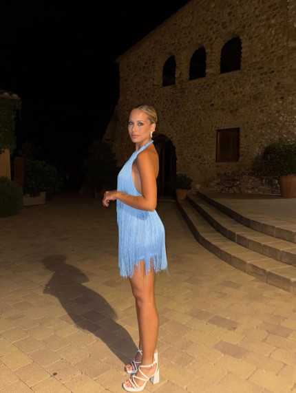Vestido Flecos Maldivas Celeste