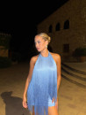 Vestido Flecos Maldivas Celeste