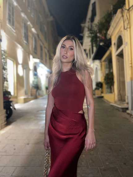 Vestido Satén Granate