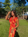 Vestido Velar Estampado Naranja
