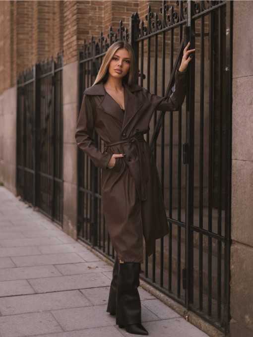Gabardina Polipiel Marron